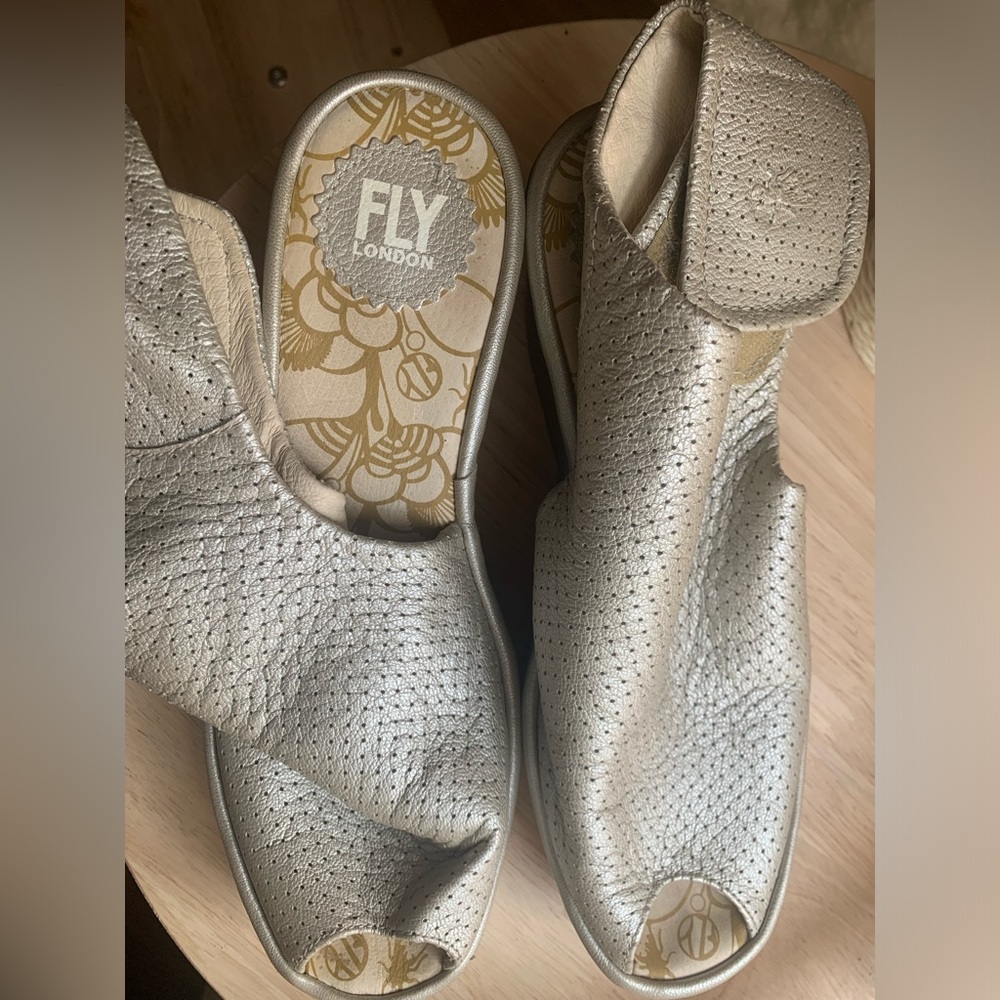 Fly London wedge peeptoe shoes size 39